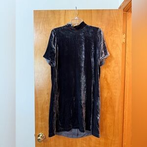 Eileen Fisher Velvet Mock Neck Mini Dress Tie-Bow Back NWT Petite PM MSRP $328